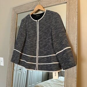 Lafayette 148 New York Grey And White Marl Blazer Size Large